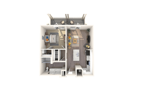 Floor plan for 1 bed, 1 bath, 790 sqft